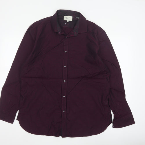 Ted Baker Men Red 17 Cotton Geometric Long Sleeve Button-Up Shirt