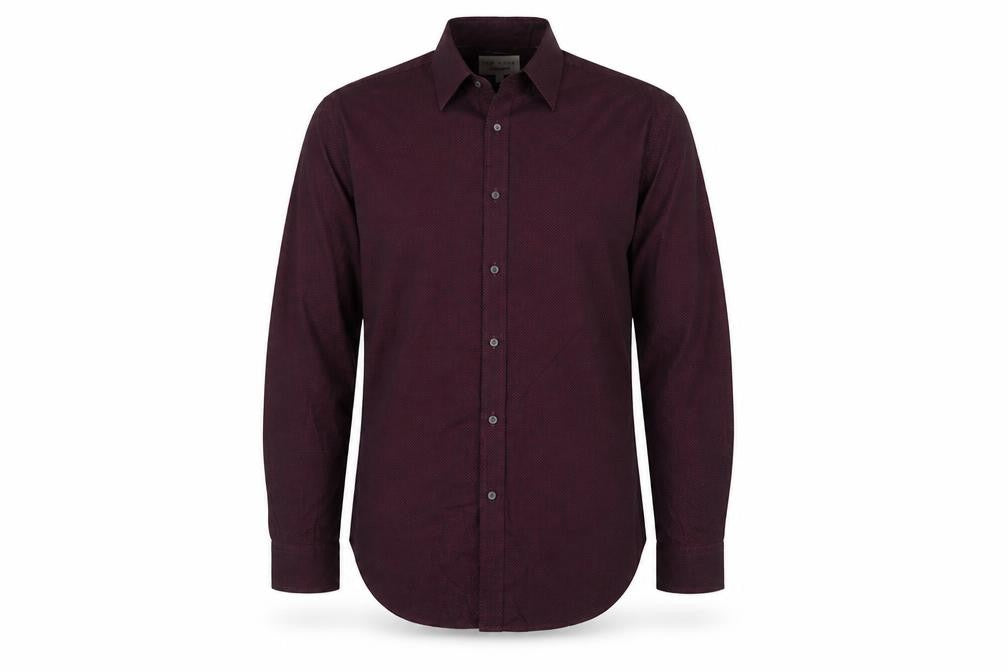 Ted Baker Men Red 17 Cotton Geometric Long Sleeve Button-Up Shirt