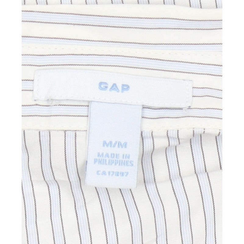 Gap Women White Striped M Button-Up 3/4 Sleeve Shirt