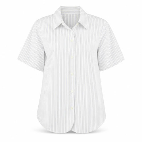 Gap Women White Striped M Button-Up 3/4 Sleeve Shirt