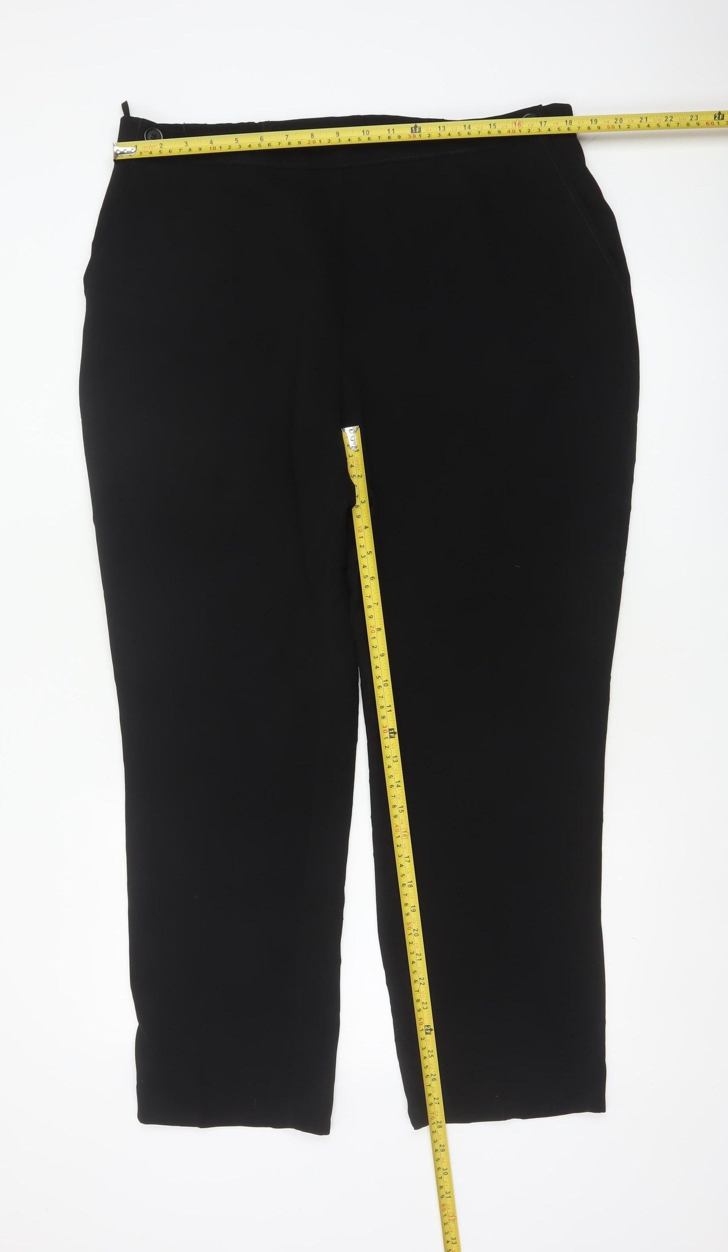 Marks & Spencer Women Black Size 18 Tailored Straight Dress Trousers