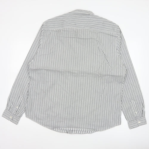 Red Herring Men’s Grey White Striped Cotton Button-Up Shirt XL