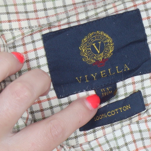 Viyella Men's Multicoloured Check Cotton Shirt 15.5 Button-Down Long Sleeve