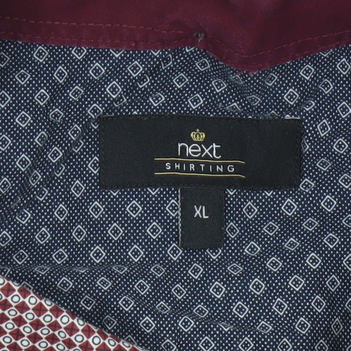 Next Men’s Red Geometric Print Cotton Button-Down Shirt XL