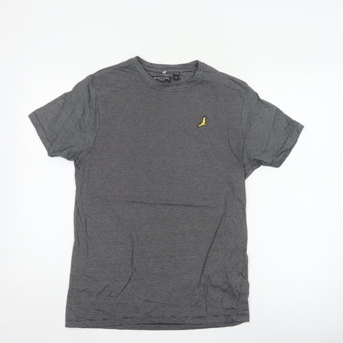 Brave Soul Men's Black Striped Bird Logo Crew Neck T-Shirt Size S
