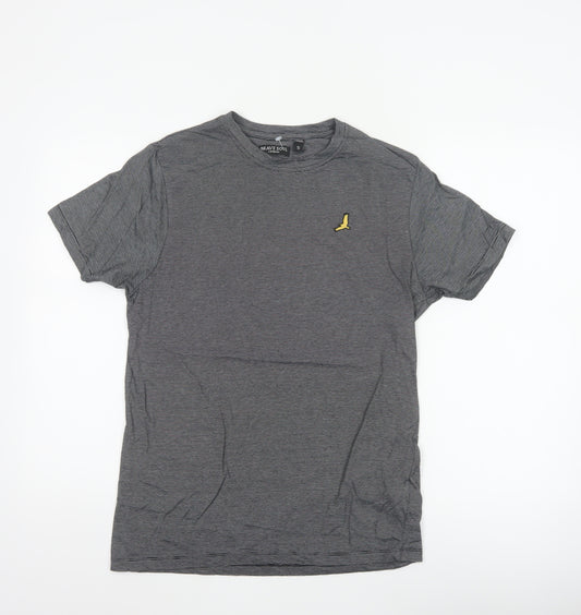 Brave Soul Men's Black Striped Bird Logo Crew Neck T-Shirt Size S
