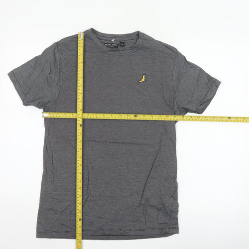 Brave Soul Men's Black Striped Bird Logo Crew Neck T-Shirt Size S