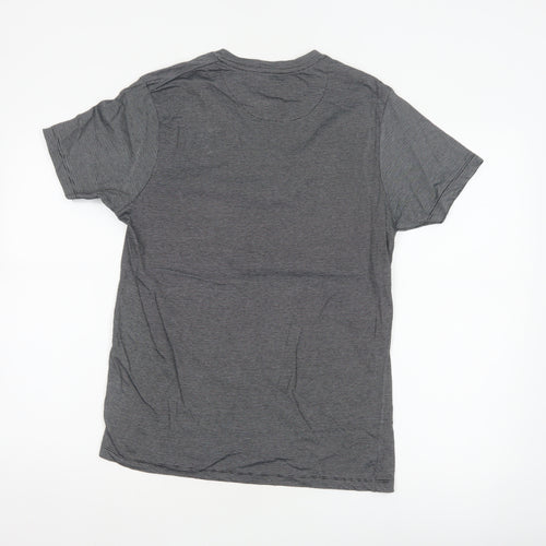 Brave Soul Men's Black Striped Bird Logo Crew Neck T-Shirt Size S