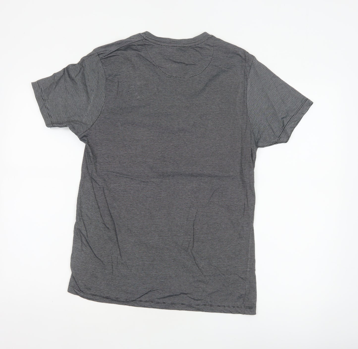 Brave Soul Men's Black Striped Bird Logo Crew Neck T-Shirt Size S
