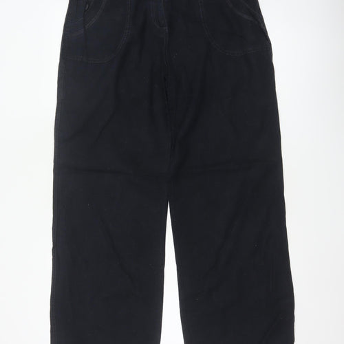 Marks & Spencer Women Black Linen Cotton Straight Trousers UK 12