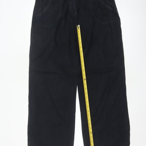 Marks & Spencer Women Black Linen Cotton Straight Trousers UK 12