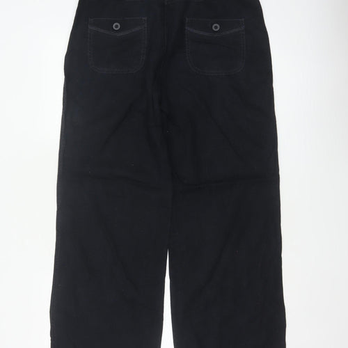 Marks & Spencer Women Black Linen Cotton Straight Trousers UK 12