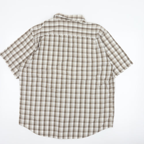 Marks and Spencer Men Beige Check Short Sleeve Button-Down Shirt L