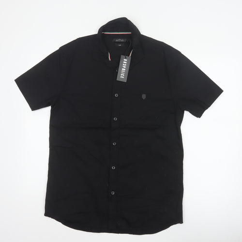 883 Police Men's Black L Slim Short Sleeve Button-Up Shirt