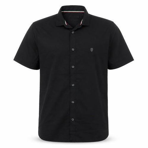 883 Police Men's Black L Slim Short Sleeve Button-Up Shirt