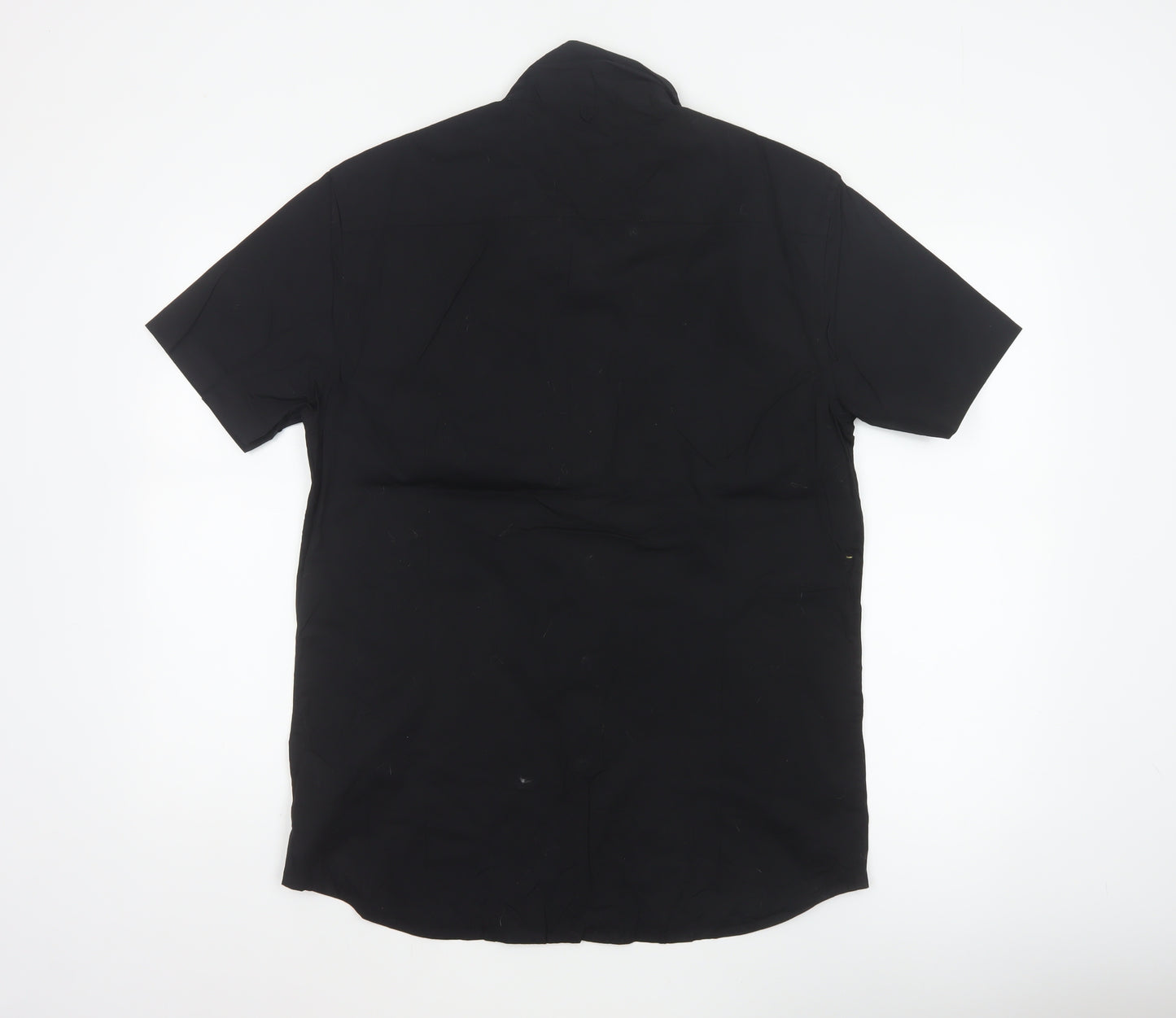 883 Police Men's Black L Slim Short Sleeve Button-Up Shirt