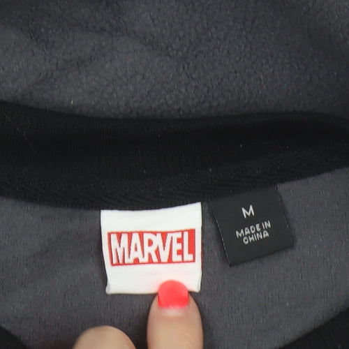 Marvel Mens Grey M Fleece Pyjama Top Comics Logo Long Sleeve