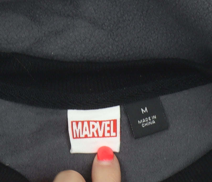 Marvel Mens Grey M Fleece Pyjama Top Comics Logo Long Sleeve
