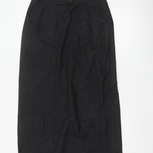 Canda C&A Women's Black UK 12 Wool Blend Long Pencil Skirt Lined