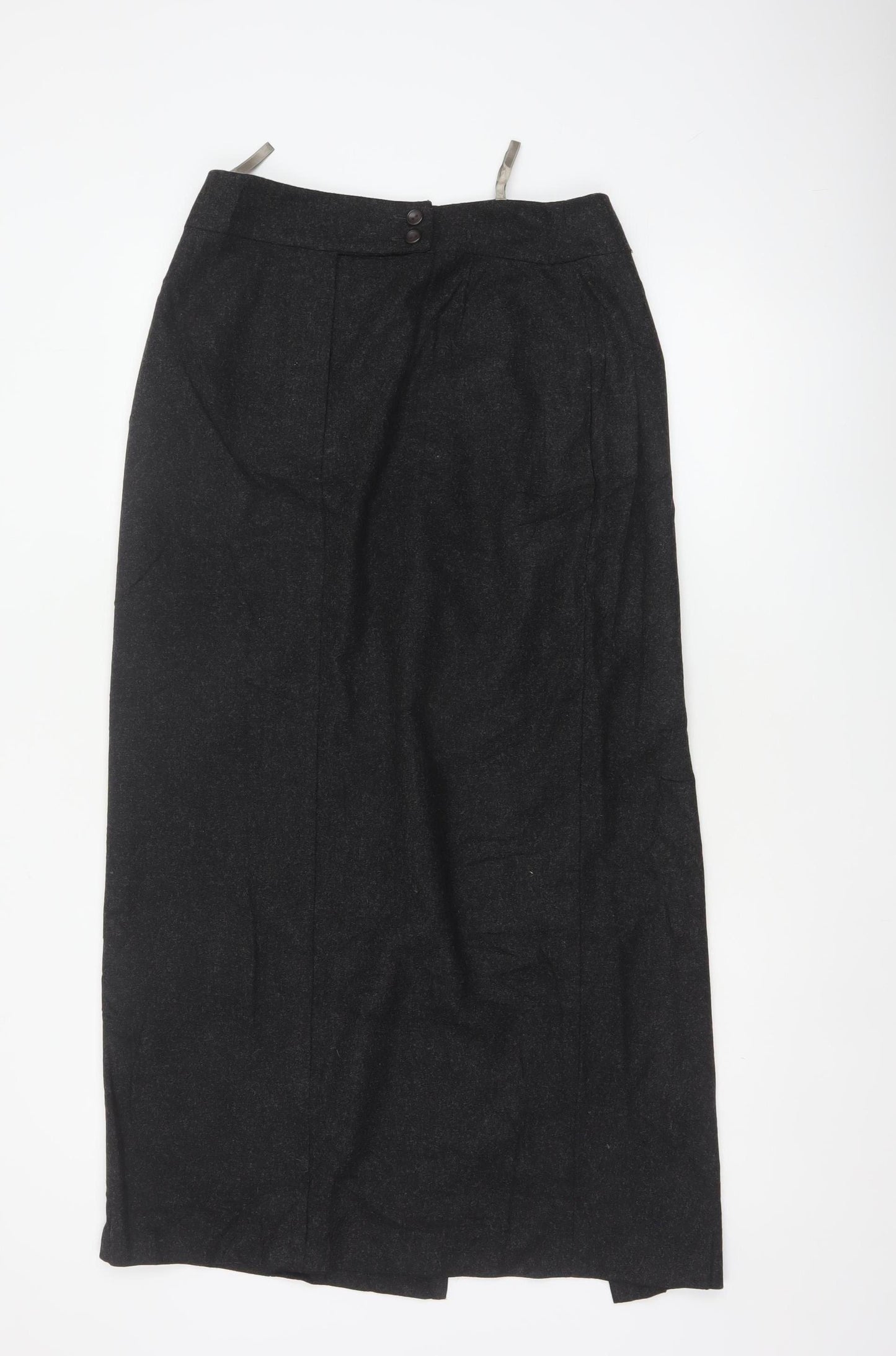 Canda C&A Women's Black UK 12 Wool Blend Long Pencil Skirt Lined