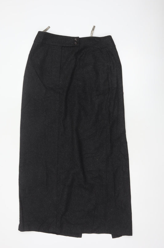 Canda C&A Women's Black UK 12 Wool Blend Long Pencil Skirt Lined