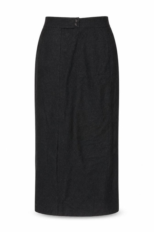 Canda C&A Women's Black UK 12 Wool Blend Long Pencil Skirt Lined