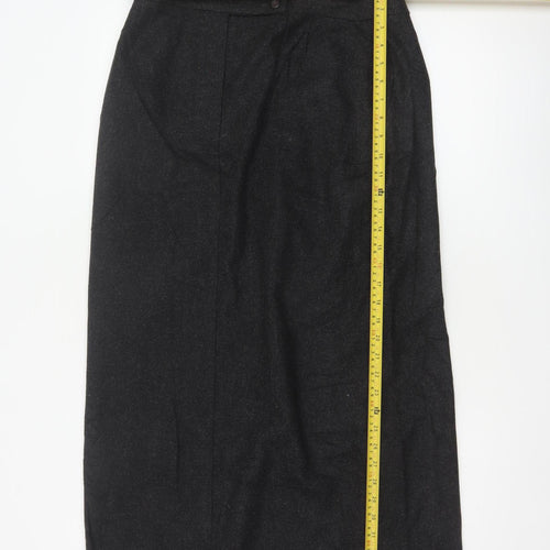 Canda C&A Women's Black UK 12 Wool Blend Long Pencil Skirt Lined