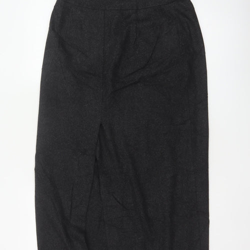 Canda C&A Women's Black UK 12 Wool Blend Long Pencil Skirt Lined