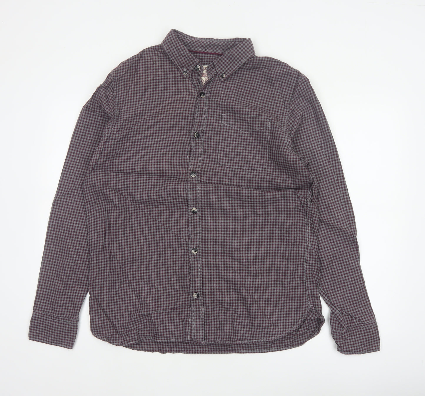 Fat Face Men’s Purple Check Cotton Button-Down Shirt Size M