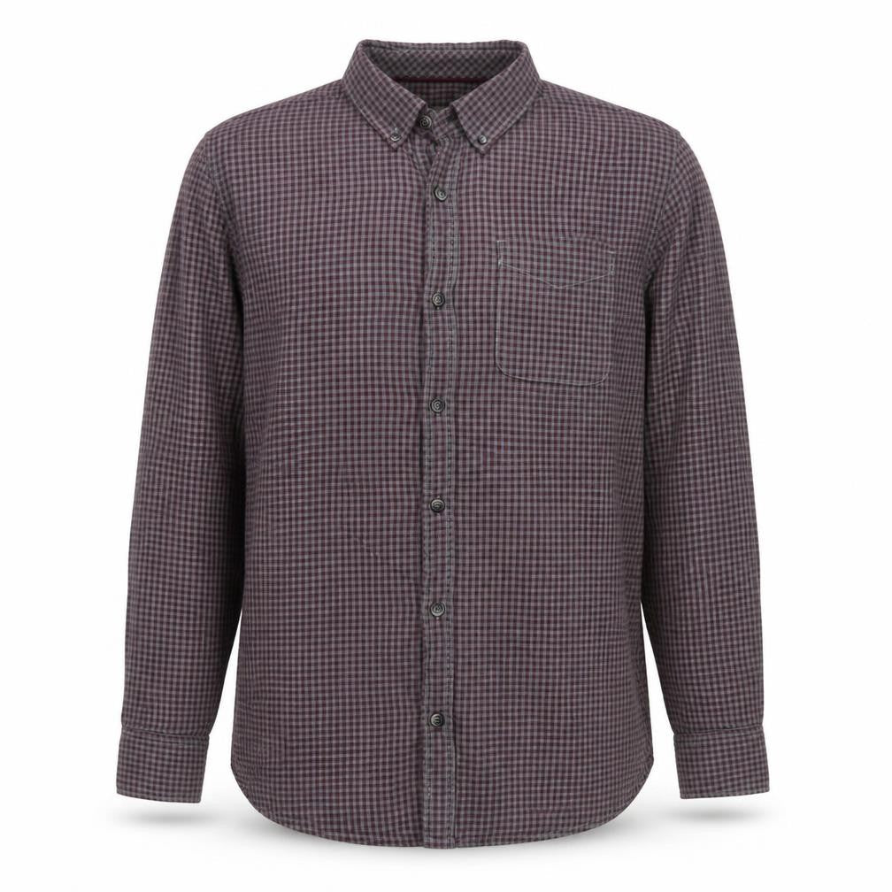 FatFace Men’s Purple Check Cotton Button-Down Shirt Size M
