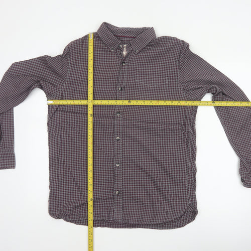 Fat Face Men’s Purple Check Cotton Button-Down Shirt Size M