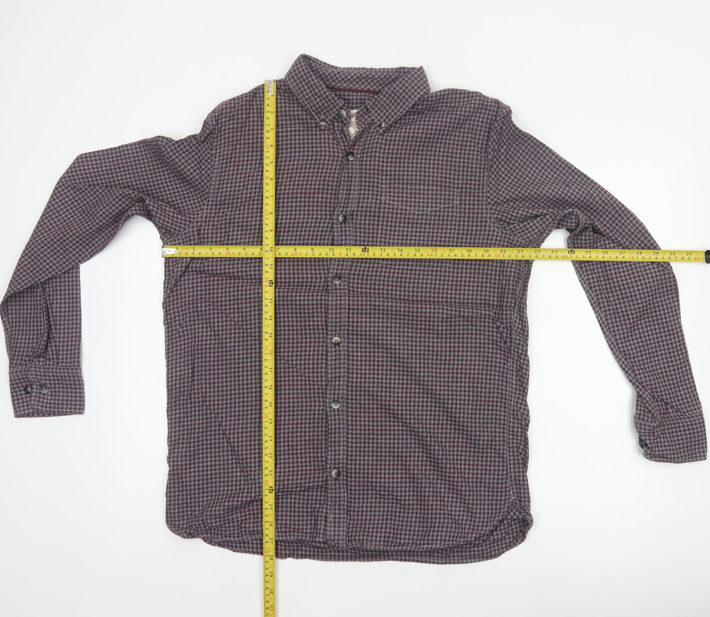 Fat Face Men’s Purple Check Cotton Button-Down Shirt Size M