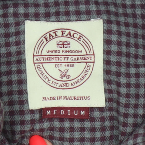 Fat Face Men’s Purple Check Cotton Button-Down Shirt Size M