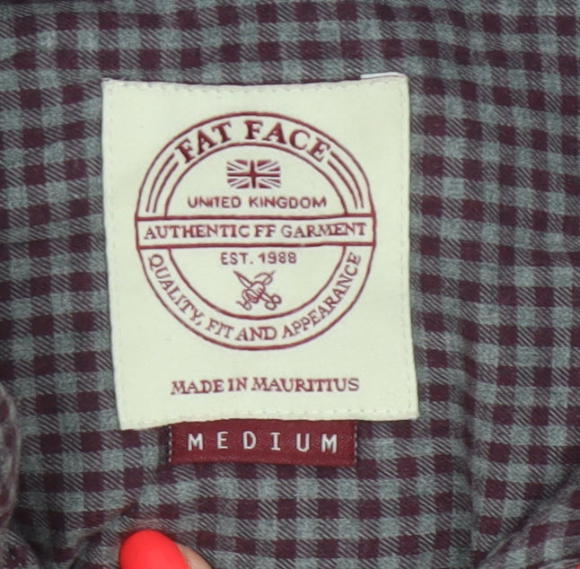 Fat Face Men’s Purple Check Cotton Button-Down Shirt Size M