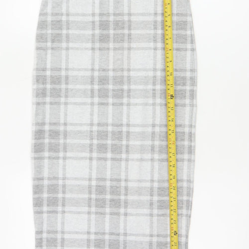 River Island Women Grey Check High Waist Pencil Skirt UK 8
