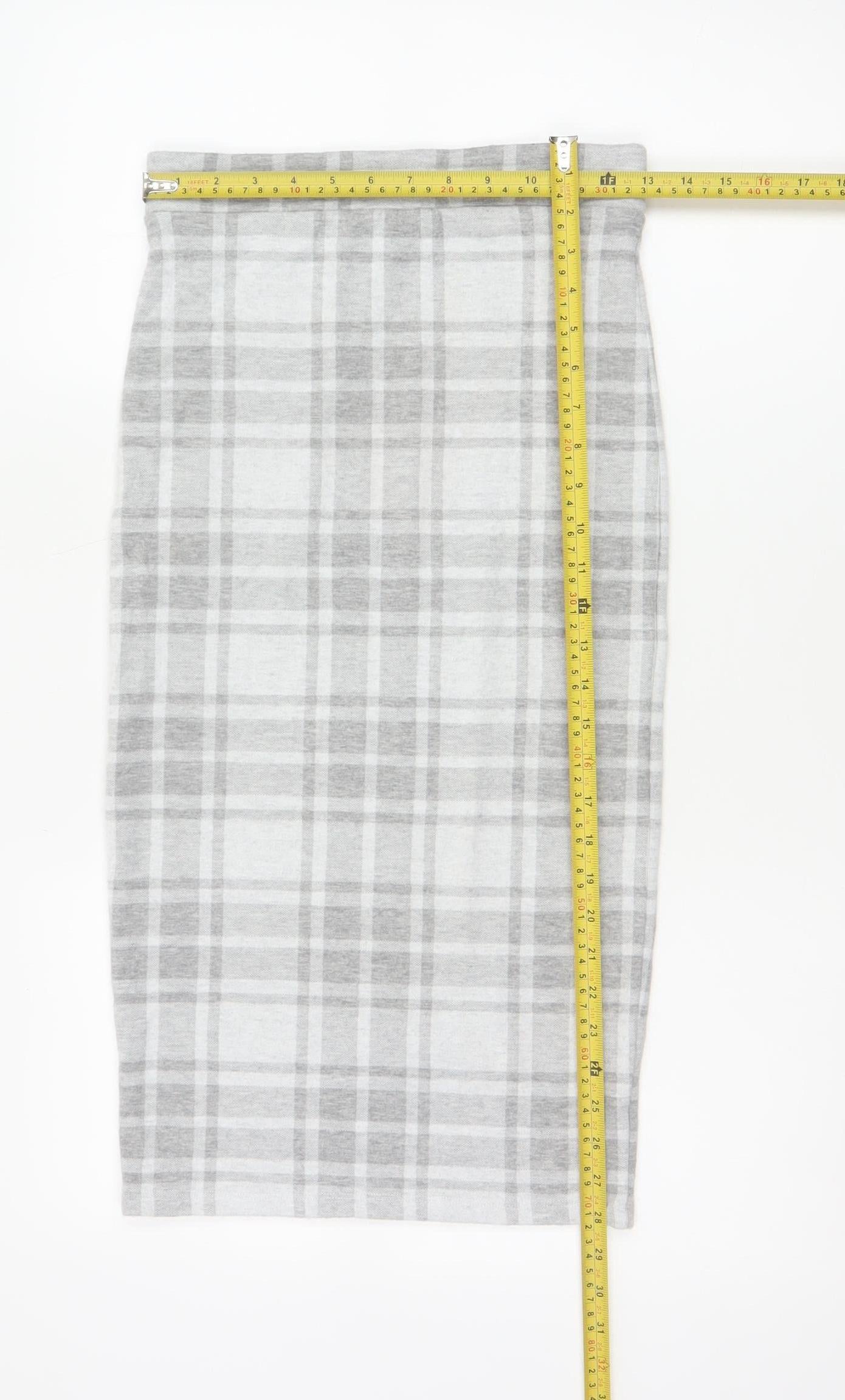 River Island Women Grey Check High Waist Pencil Skirt UK 8