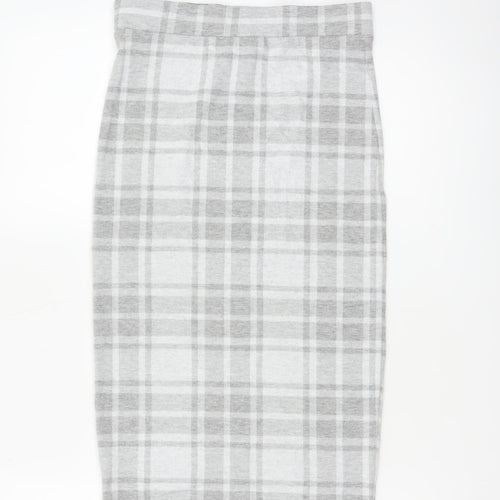 River Island Women Grey Check High Waist Pencil Skirt UK 8