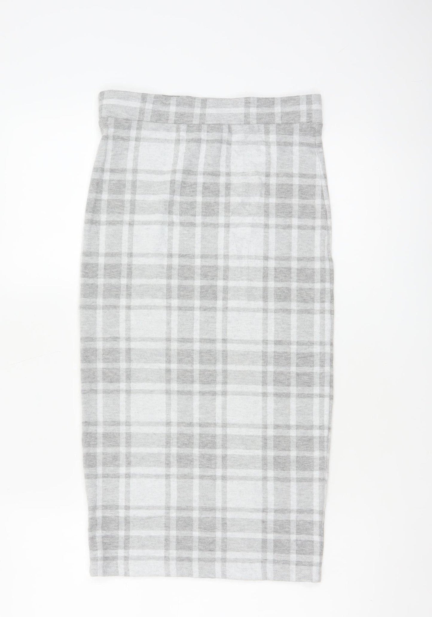 River Island Women Grey Check High Waist Pencil Skirt UK 8