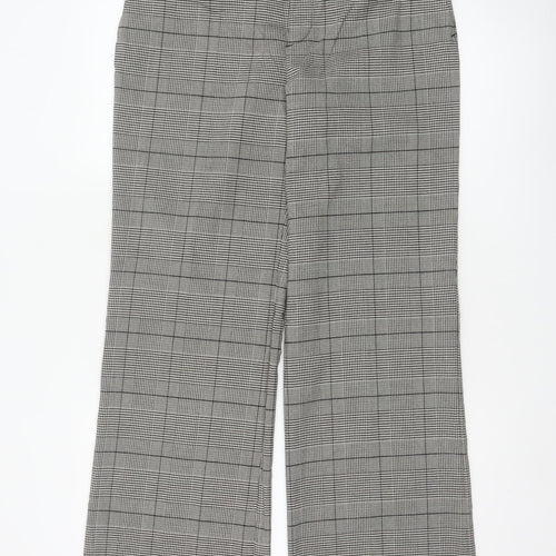 MEXX Women’s Grey Plaid Wide-Leg Dress Trousers UK 14 Stretch