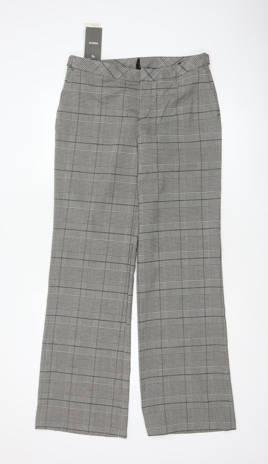 MEXX Women’s Grey Plaid Wide-Leg Dress Trousers UK 14 Stretch