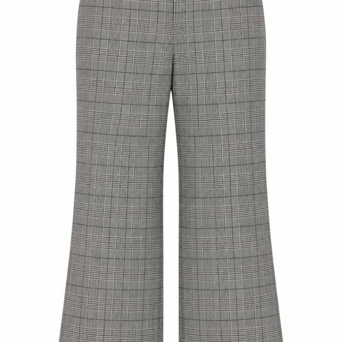 MEXX Women’s Grey Plaid Wide-Leg Dress Trousers UK 14 Stretch