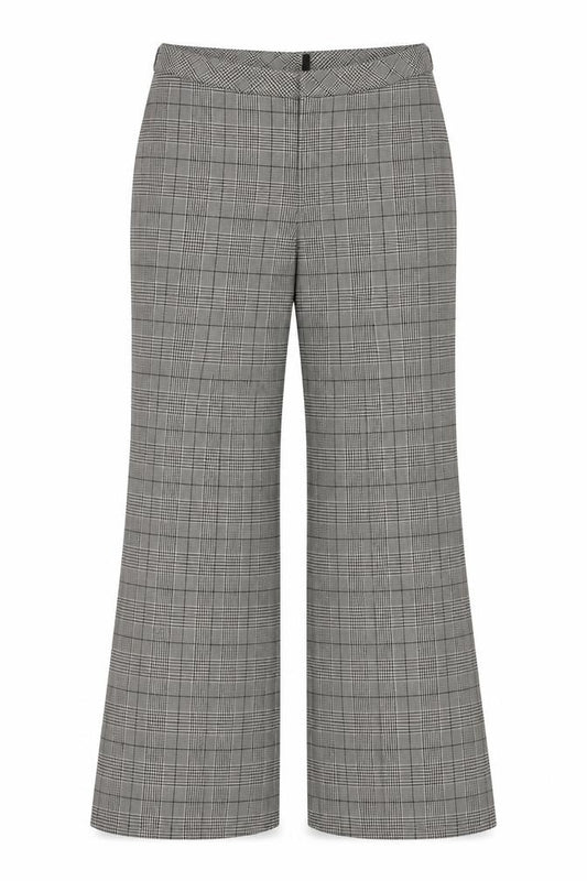 MEXX Women’s Grey Plaid Wide-Leg Dress Trousers UK 14 Stretch