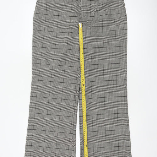 MEXX Women’s Grey Plaid Wide-Leg Dress Trousers UK 14 Stretch
