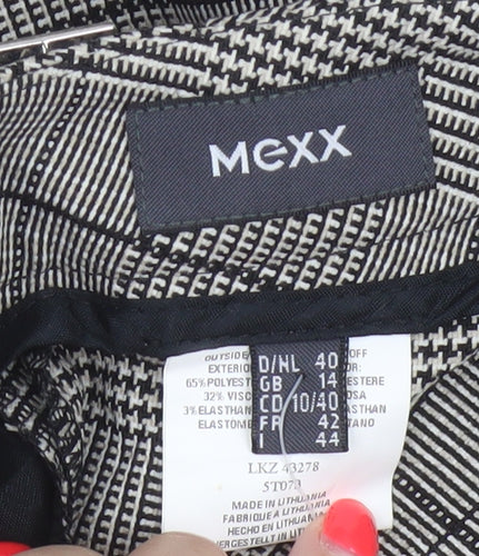 MEXX Women’s Grey Plaid Wide-Leg Dress Trousers UK 14 Stretch