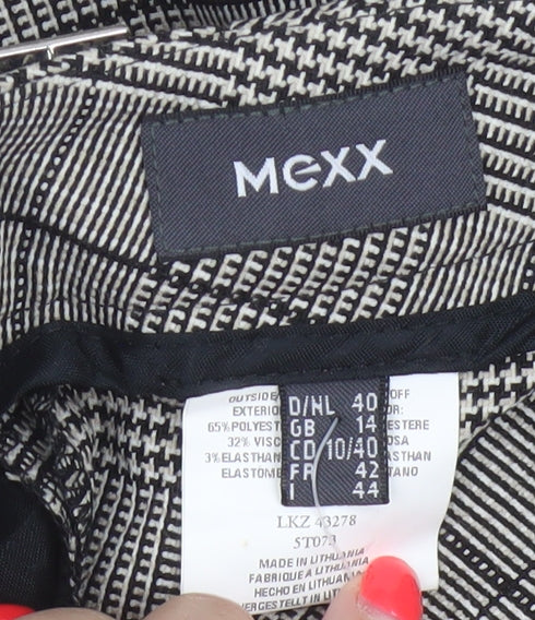 MEXX Women’s Grey Plaid Wide-Leg Dress Trousers UK 14 Stretch