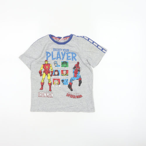 Marvel Boys Grey 7-8 Years Iron Man Spider-Man Graphic T-Shirt
