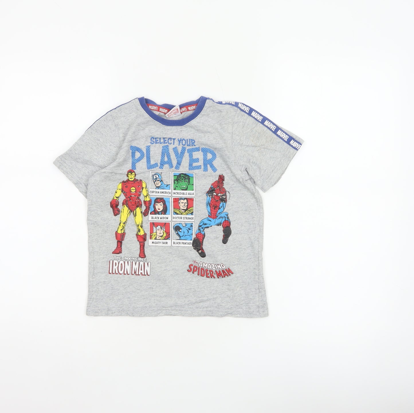 Marvel Boys Grey 7-8 Years Iron Man Spider-Man Graphic T-Shirt