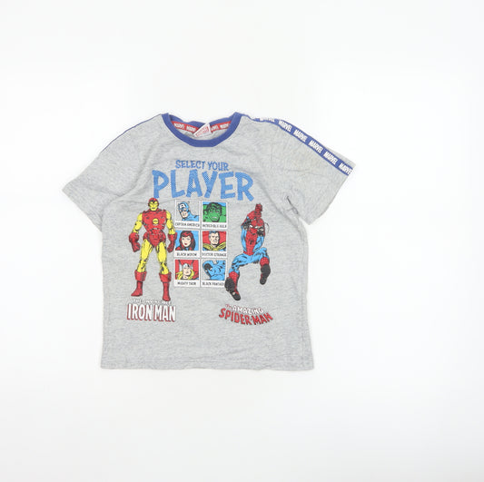 Marvel Boys Grey 7-8 Years Iron Man Spider-Man Graphic T-Shirt