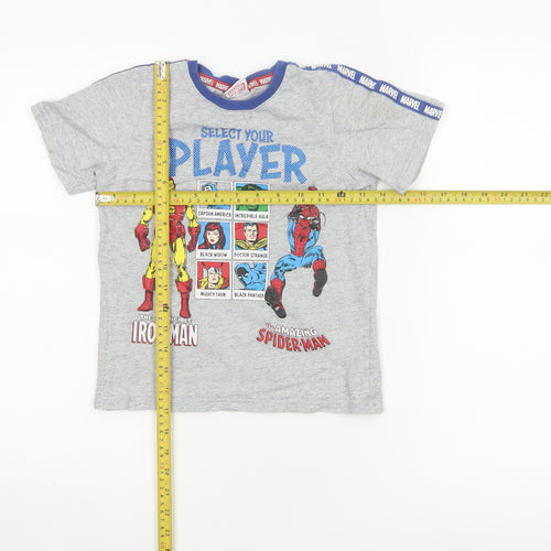 Marvel Boys Grey 7-8 Years Iron Man Spider-Man Graphic T-Shirt