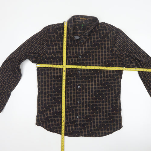 Jasper Conran Men’s Black Geometric Cotton Long Sleeve Shirt M